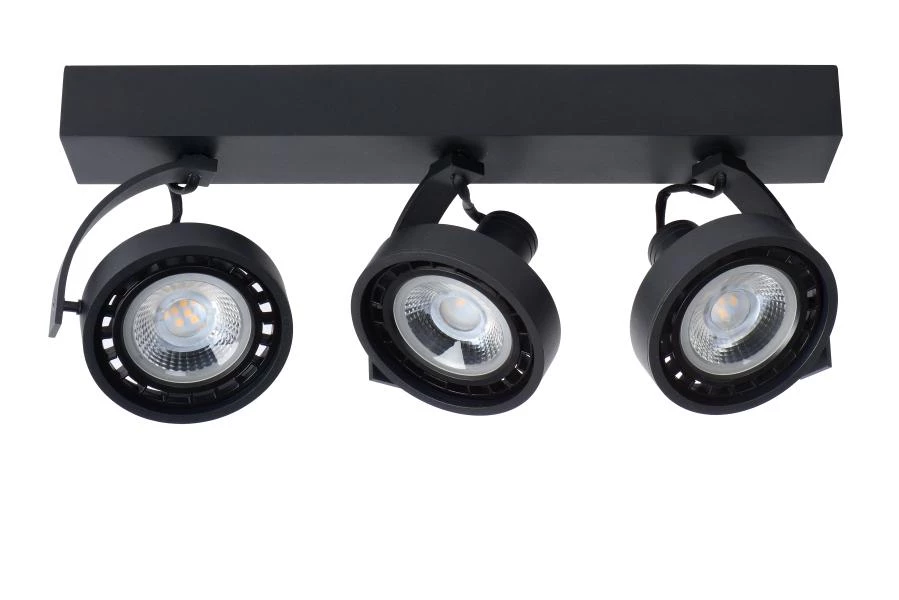 Lucide DORIAN - Plafondspot - LED Dim to warm - GU10 - 3x12W 2200K/3000K - Zwart - uit
